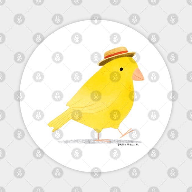 Yellow Canary Bird with hat Magnet by julianamotzko